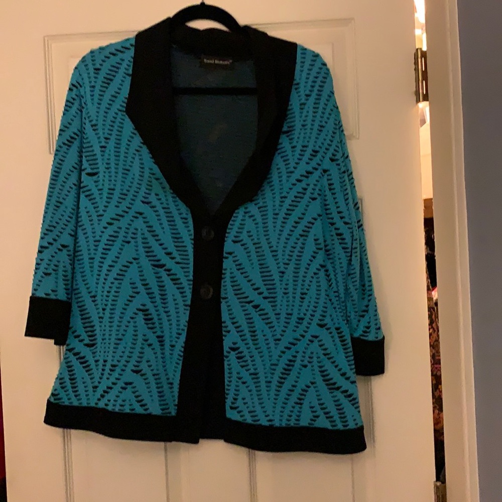 Turquoise and black lightweight jacket